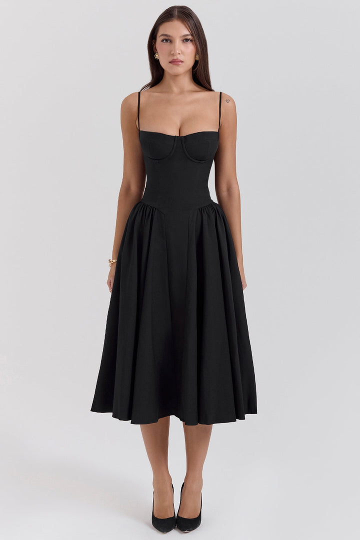 Maissa – Elegantes Midi Kleid mit Ärmeln