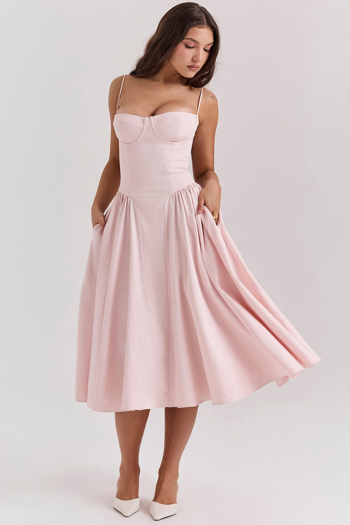 Maissa – Elegantes Midi Kleid mit Ärmeln