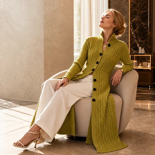 Noreena – Strickjacke mit Zopfmuster und Knopfleiste