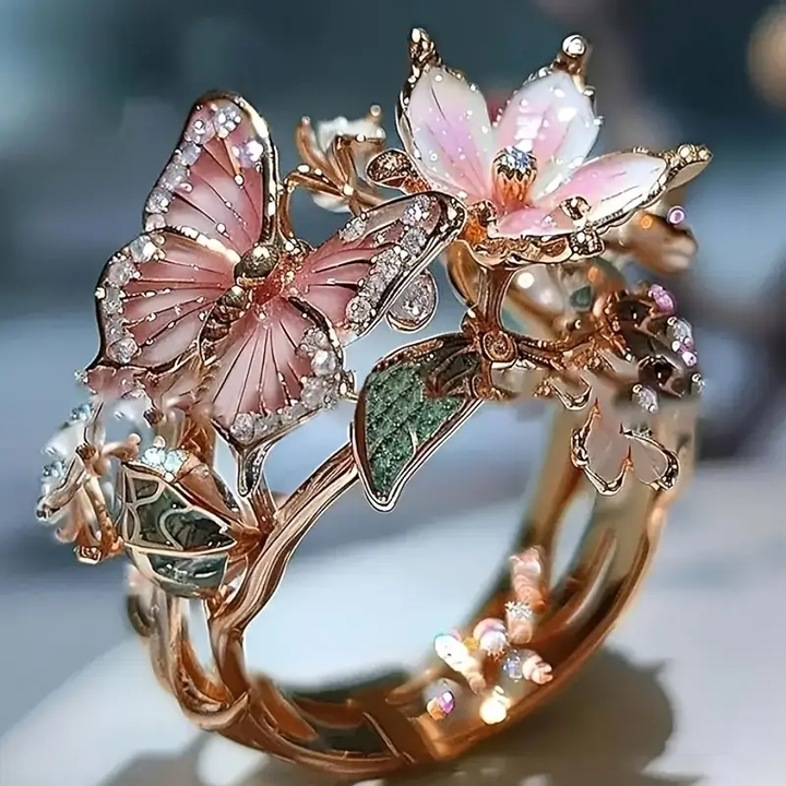 PetalWings – Naturinspirierter Schmetterlingsring mit Zirkonia