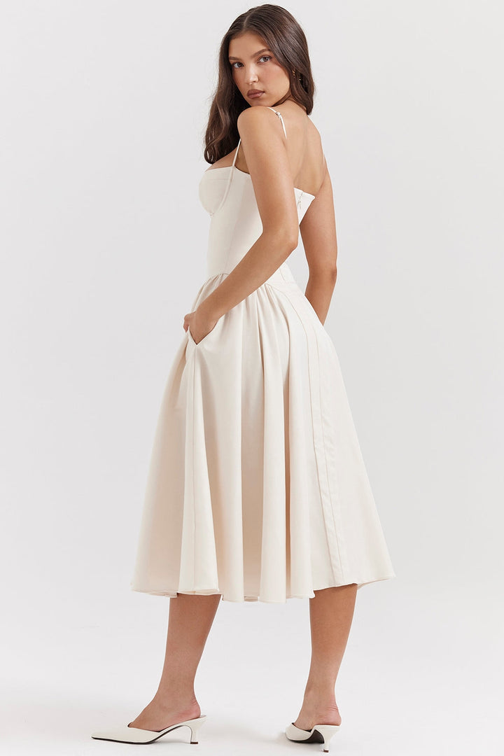 Maissa – Elegantes Midi Kleid mit Ärmeln
