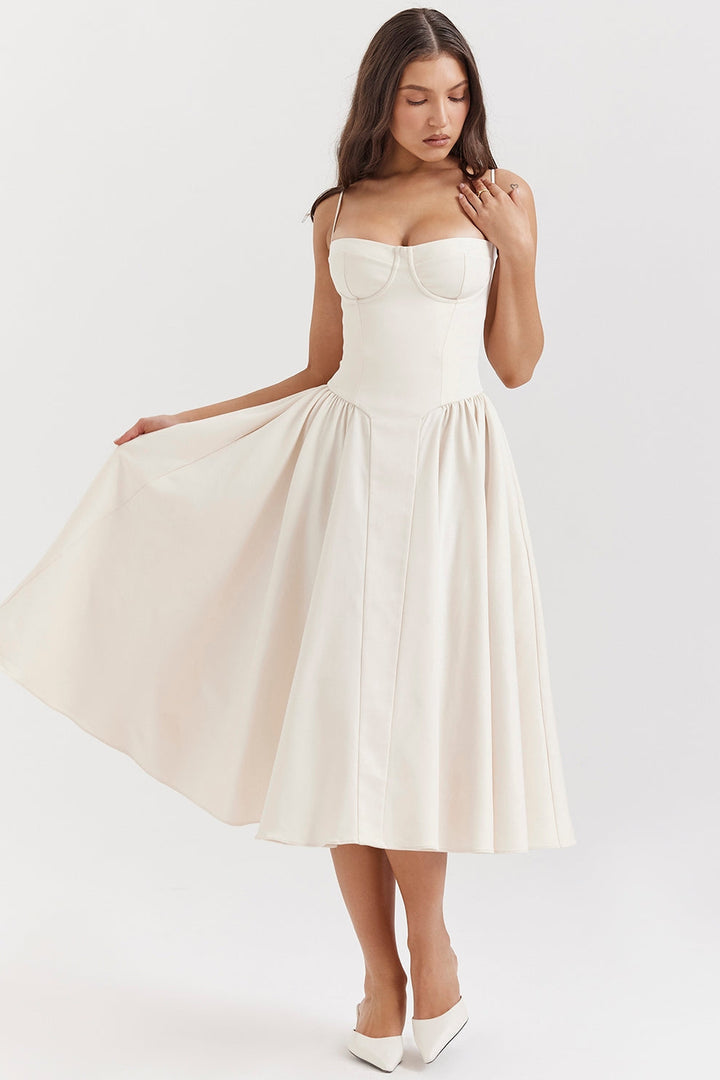 Maissa – Elegantes Midi Kleid mit Ärmeln