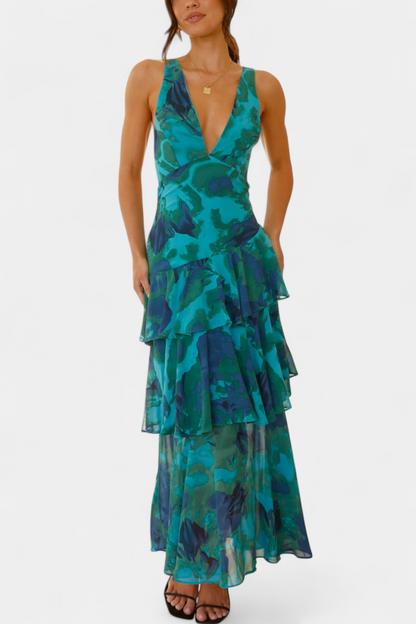 Kensie – Chiffonkleid Mit V-Ausschnitt Und Fließenden Lagen