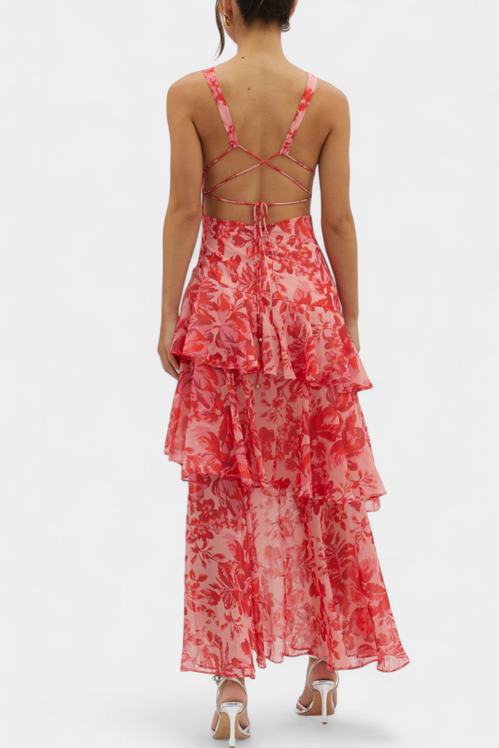 Kensie – Chiffonkleid Mit V-Ausschnitt Und Fließenden Lagen