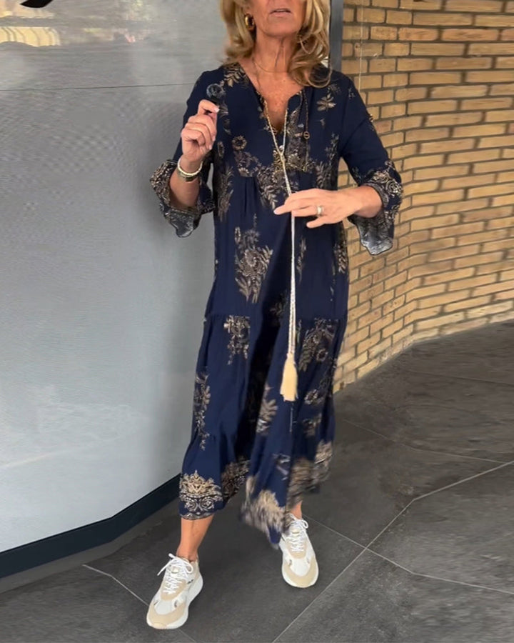 Hypatia – Vintage Kleid Mit V-Ausschnitt