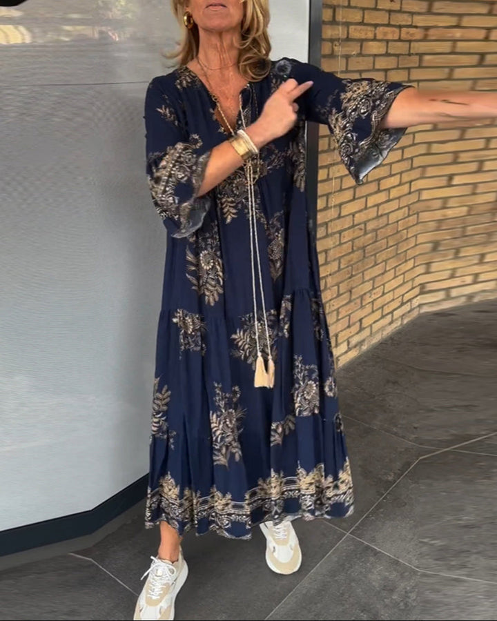 Hypatia – Vintage Kleid Mit V-Ausschnitt
