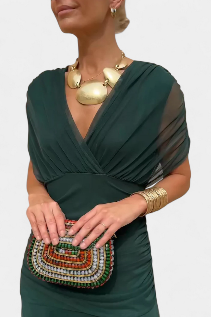Rawan – Maxikleid Aus Chiffon Mit Schulterfreiem Ausschnitt