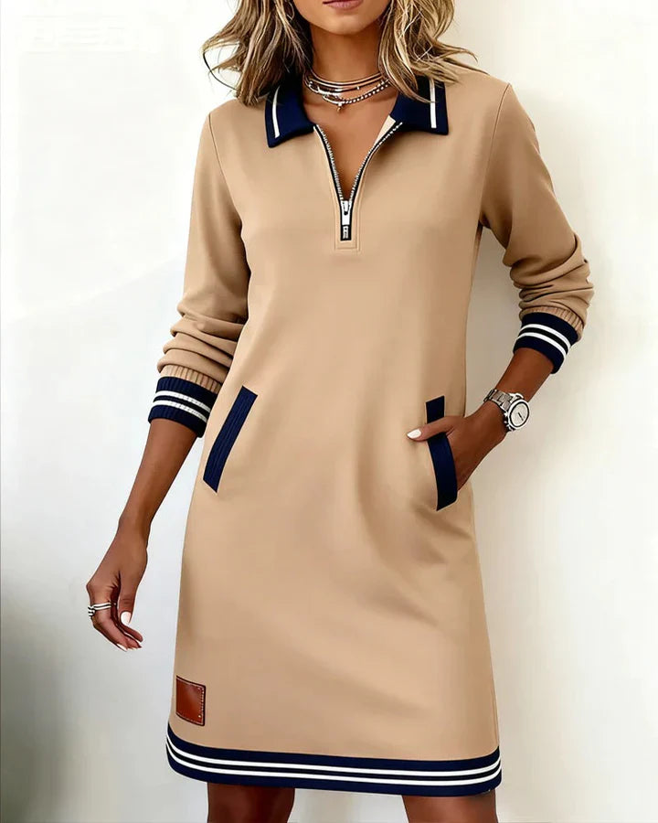 Toruviel - Schickes Langärmeliges Baumwoll Kleid