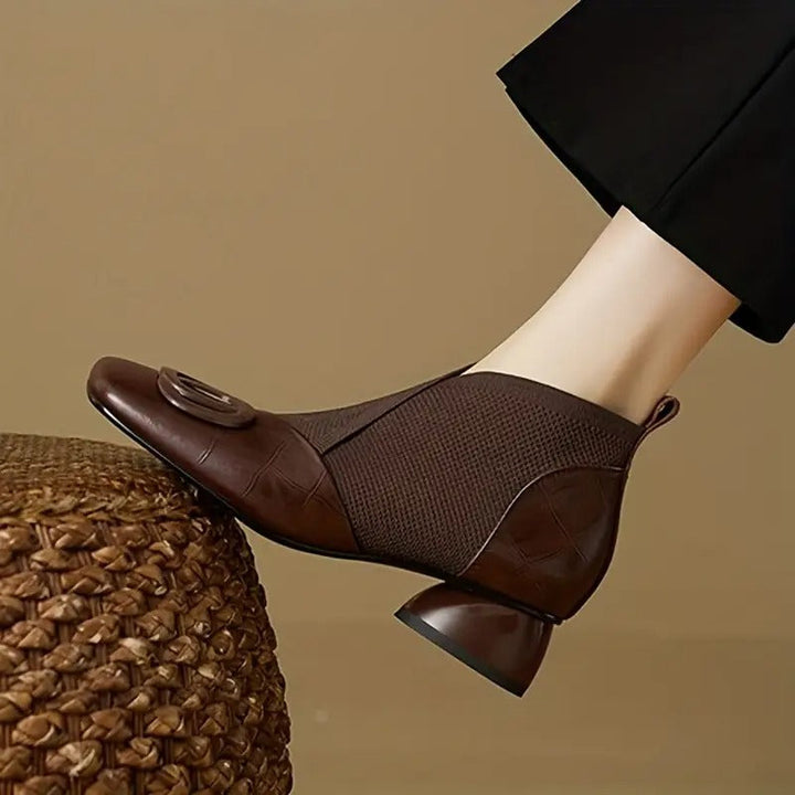 Mylaa – Retro Schuhe Mit Eckiger Spitze Und Niedrigem Absatz