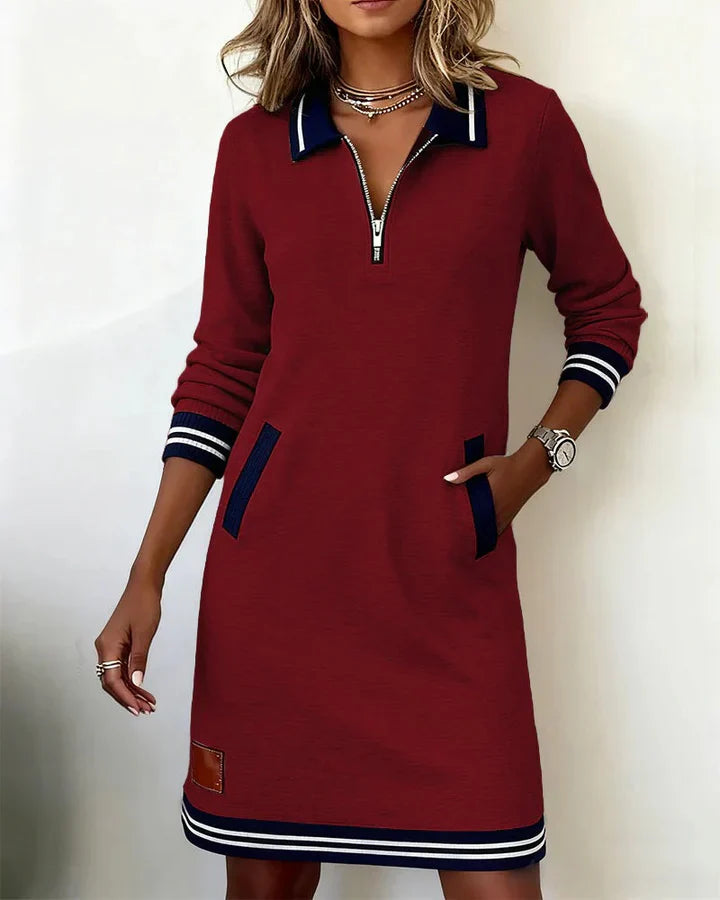 Toruviel - Schickes Langärmeliges Baumwoll Kleid