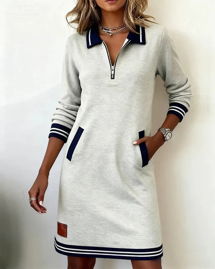 Toruviel - Schickes Langärmeliges Baumwoll Kleid