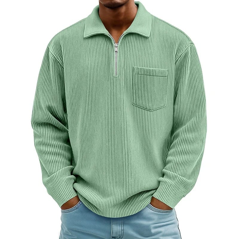 Quenton – Pullover mit halbem Reißverschluss und Brusttasche