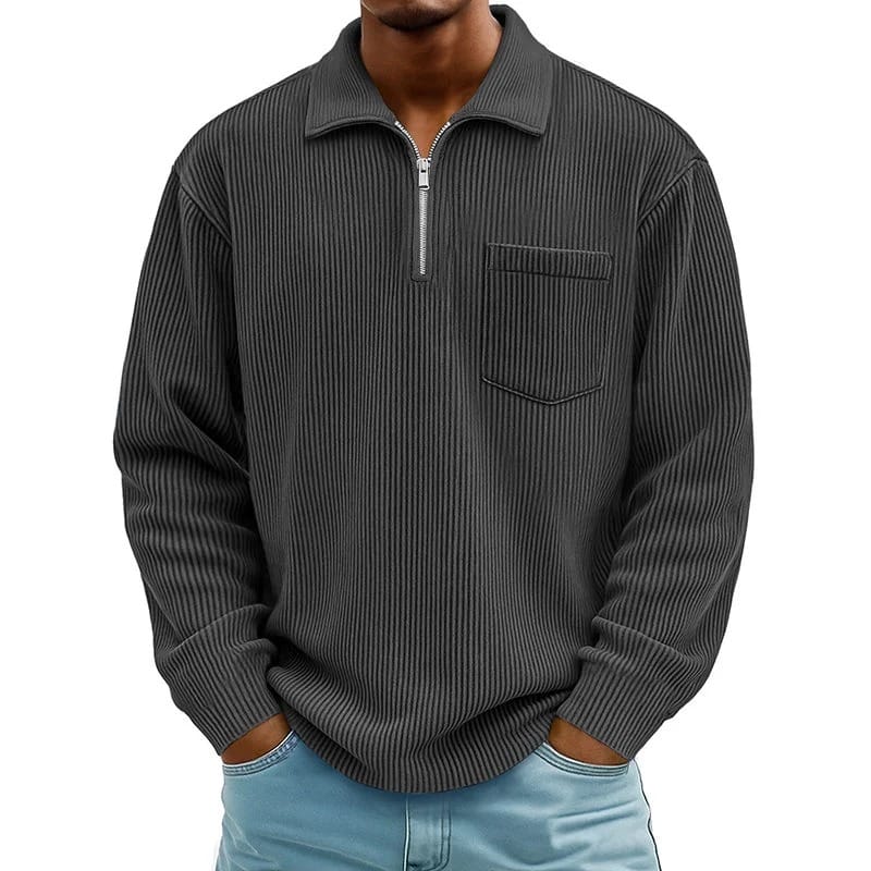 Quenton – Pullover mit halbem Reißverschluss und Brusttasche