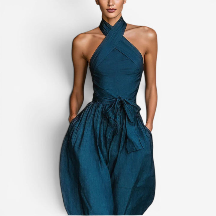 Nicholen – Ärmelloser Jumpsuit mit Neckholder und weitem Bein