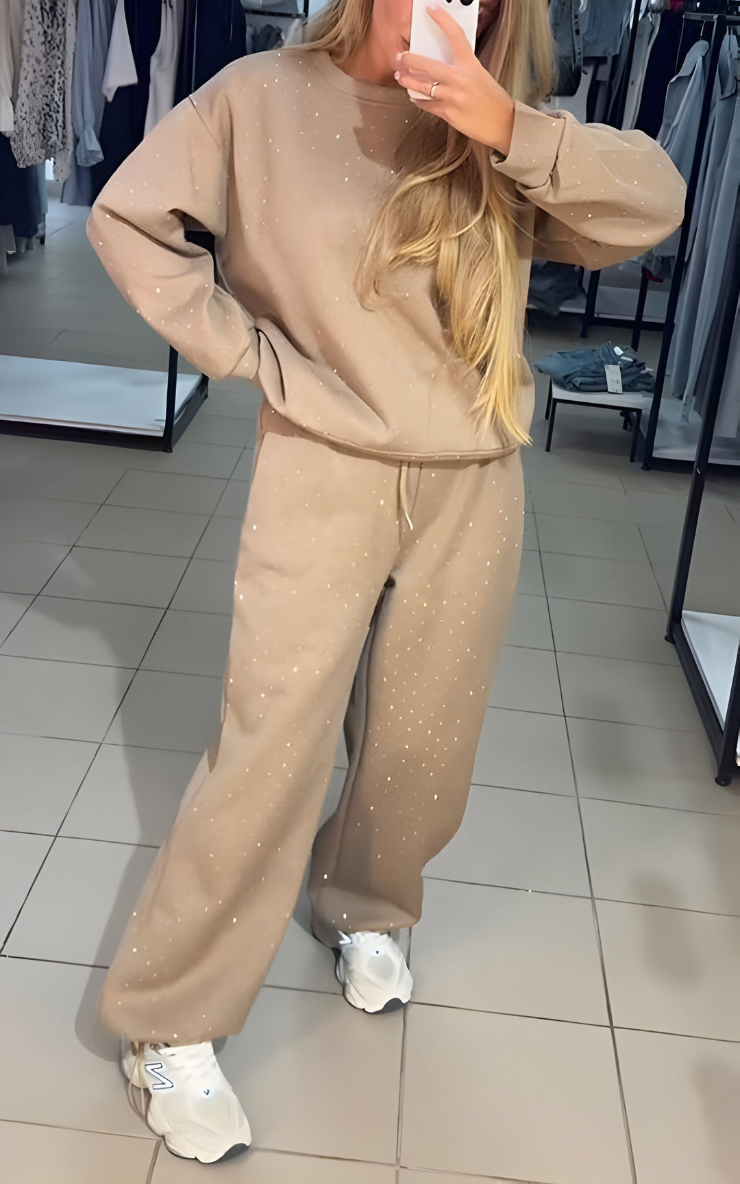 Simara – Zweiteiliges Glitzerndes Trainingsanzug Set