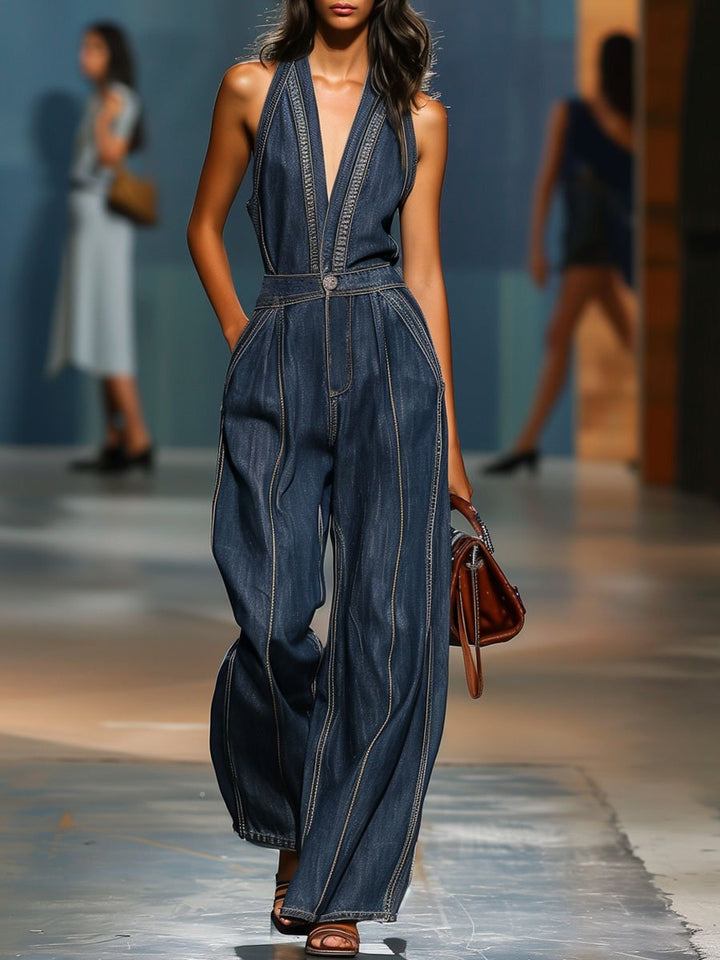 Kaelina – Retro-Overall Aus Denim Ohne Ärmel