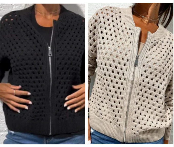 Kelsey - Gestrickt Jacke Mit Reißverschluss
