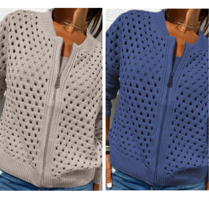 Kelsey - Gestrickt Jacke Mit Reißverschluss