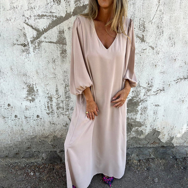 Loosia - Langes Boho Kleid Mit Taschen