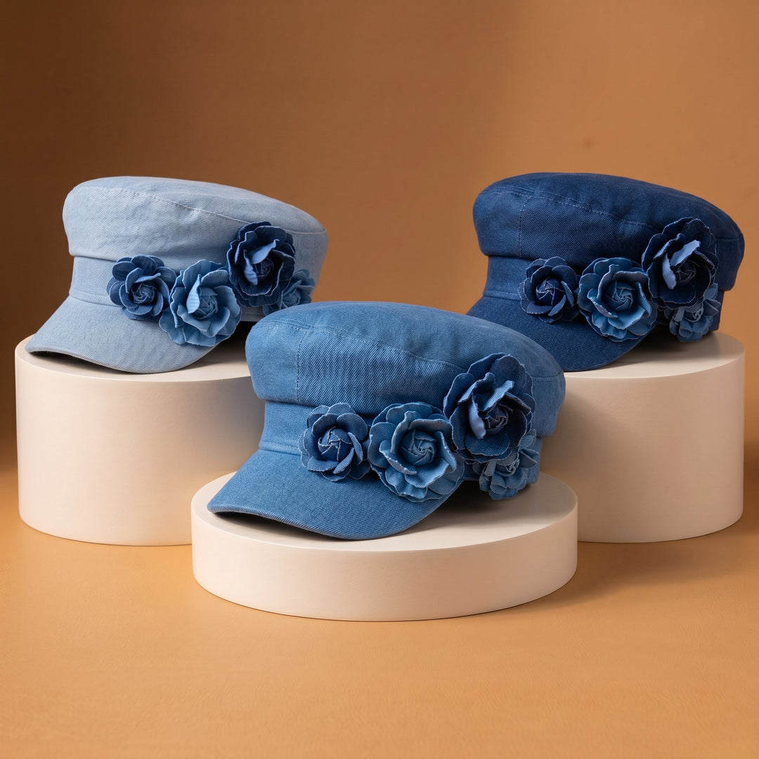 Nelisha – Jeanskappe Mit Blumenmuster