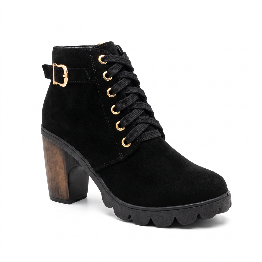 Rijona – Schnürstiefeletten Mit Schnallen Und Klobigem Absatz