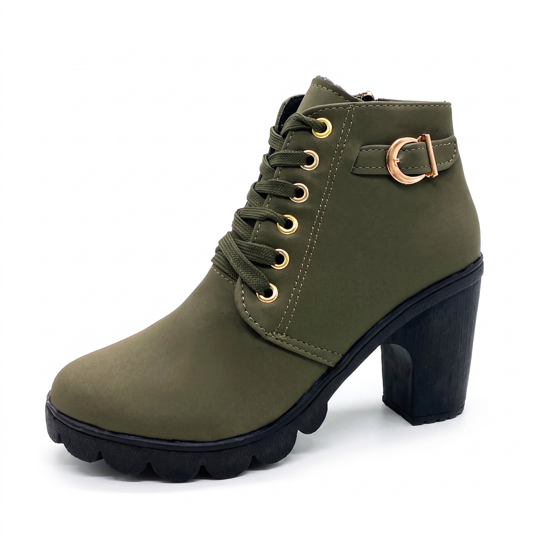 Rijona – Schnürstiefeletten Mit Schnallen Und Klobigem Absatz