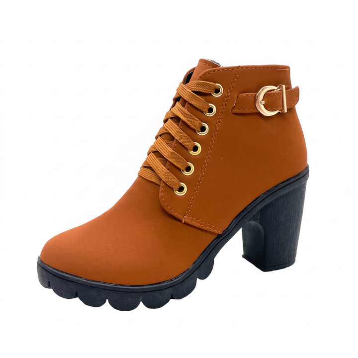 Rijona – Schnürstiefeletten Mit Schnallen Und Klobigem Absatz