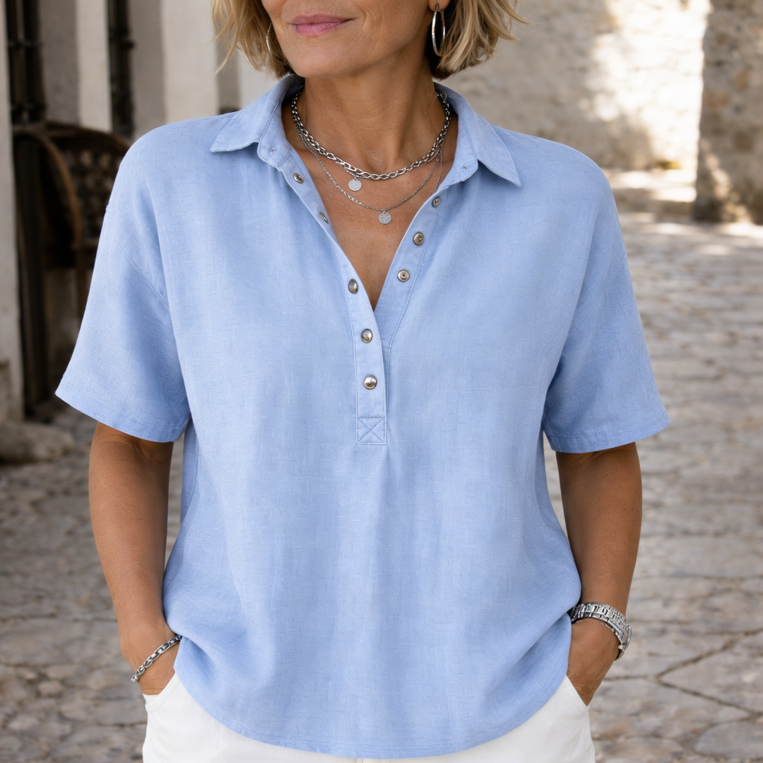 Nawel - Elegante Bluse Mit Kragen Und Knöpfen