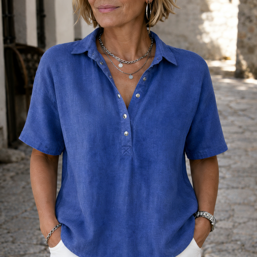 Nawel - Elegante Bluse Mit Kragen Und Knöpfen