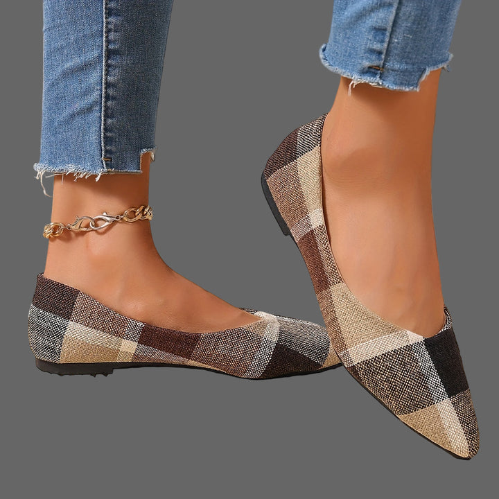 Atiya – Karierte Ballerinas Mit Spitzer Zehenpartie