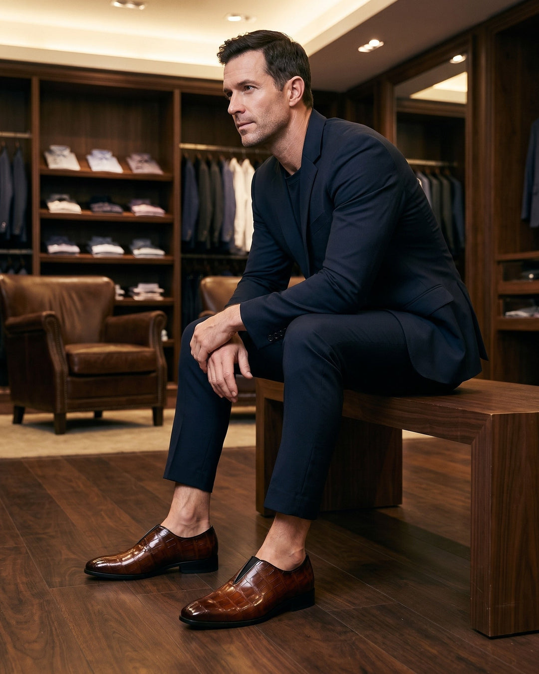 Amphon – Loafer mit Krokodilprägung und Slip-On-Passform