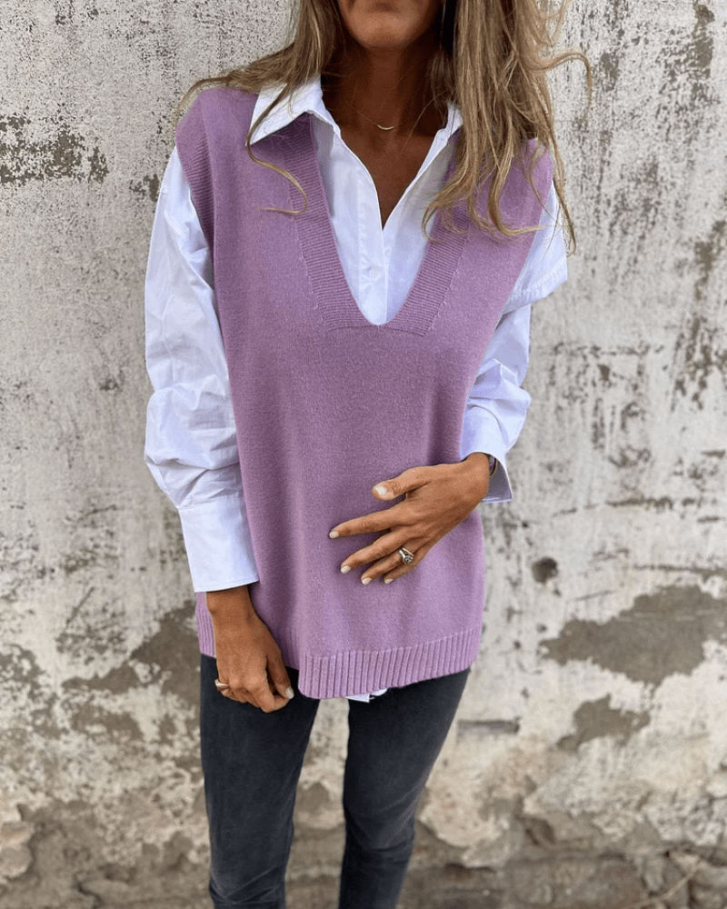 Violaine – Gestrickte ärmellose Strickjacke