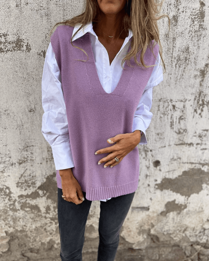 Violaine – Gestrickte ärmellose Strickjacke