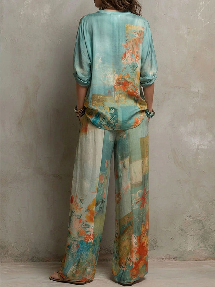 Chiaran – Set mit Blumenmuster und weit Geschnittener Hose