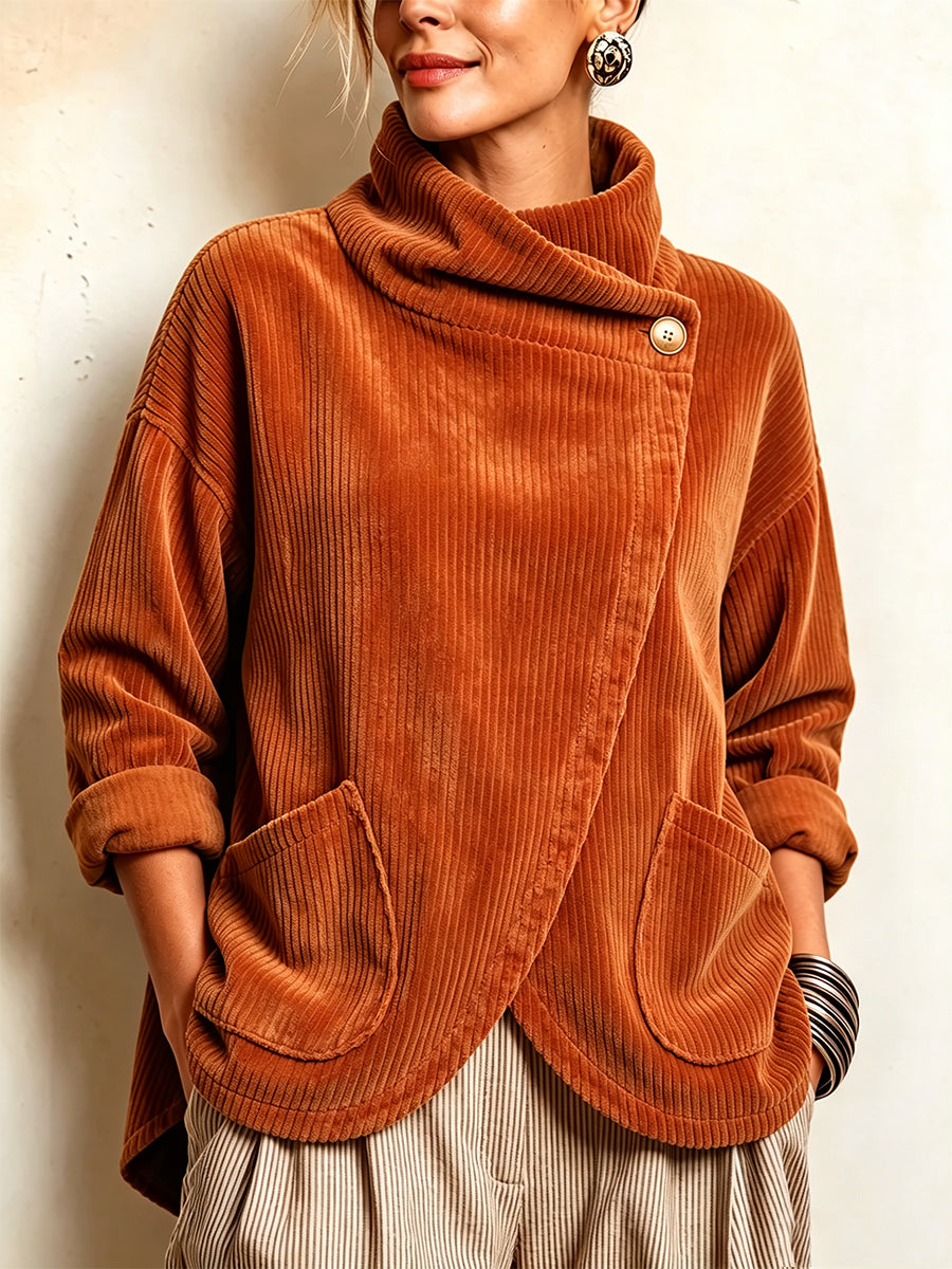 Sisuda  – Asymmetrische Cordjacke mit Knopfleiste