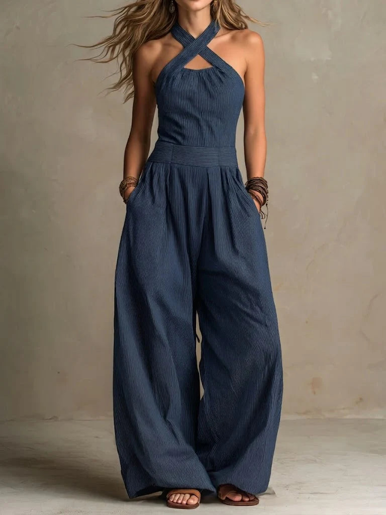 Jazmine - Jumpsuit Aus Leinen Und Baumwolle Mit Überkreuztem Ausschnitt