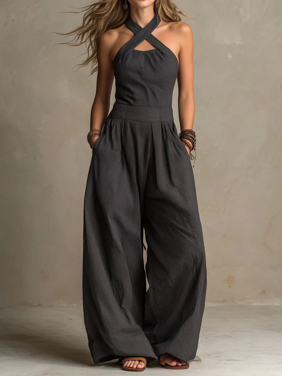 Jazmine - Jumpsuit Aus Leinen Und Baumwolle Mit Überkreuztem Ausschnitt