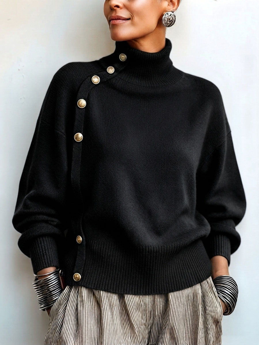 Lylian – Langarmpullover Mit Rollkragen Und Knopfleiste