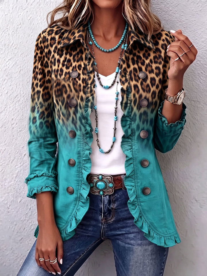 Dominique - Blazer Mit Rüschen Und Leoparden Ombré Muster