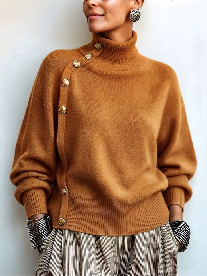 Lylian – Langarmpullover Mit Rollkragen Und Knopfleiste