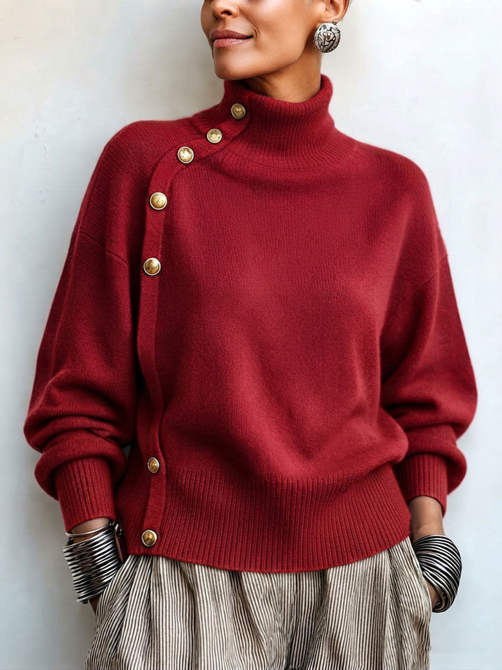 Lylian – Langarmpullover Mit Rollkragen Und Knopfleiste