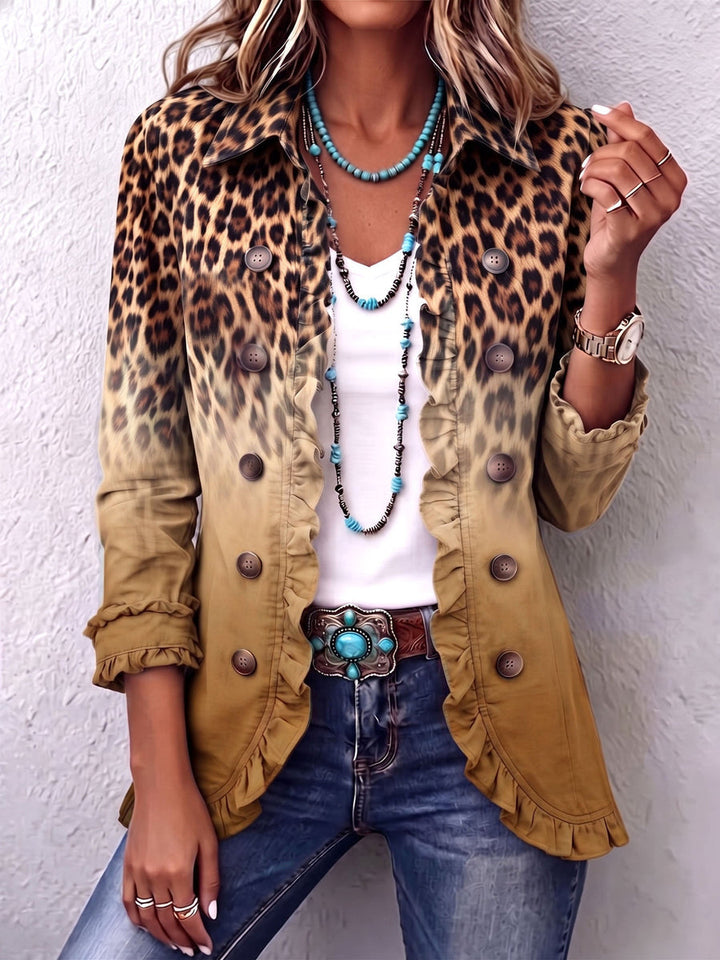 Dominique - Blazer Mit Rüschen Und Leoparden Ombré Muster