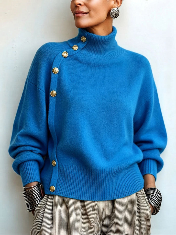 Lylian – Langarmpullover Mit Rollkragen Und Knopfleiste