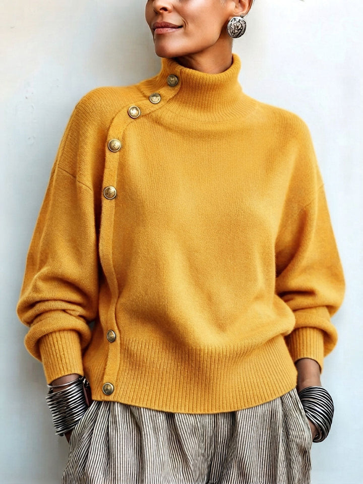 Lylian – Langarmpullover Mit Rollkragen Und Knopfleiste