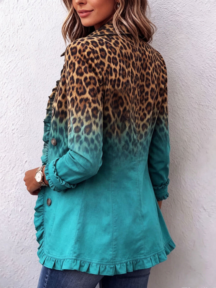 Dominique - Blazer Mit Rüschen Und Leoparden Ombré Muster