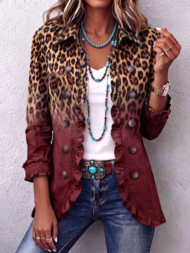 Dominique - Blazer Mit Rüschen Und Leoparden Ombré Muster