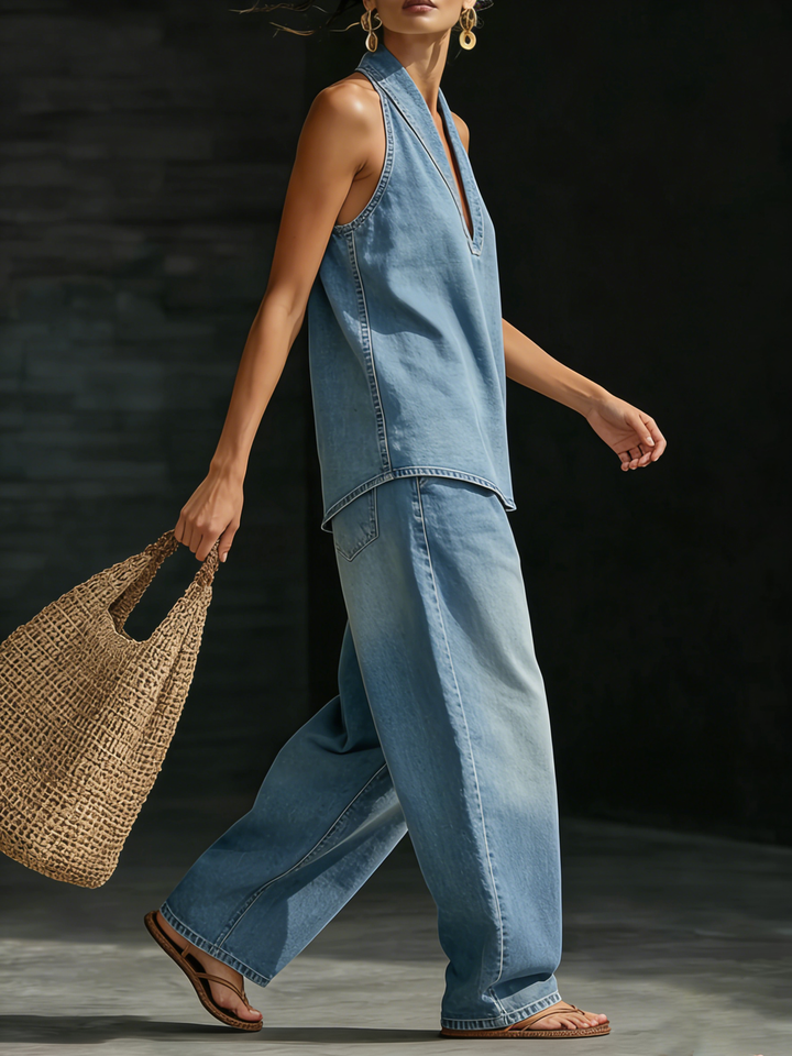 Nechia – Lässiges Zweiteiliges Denim-Set