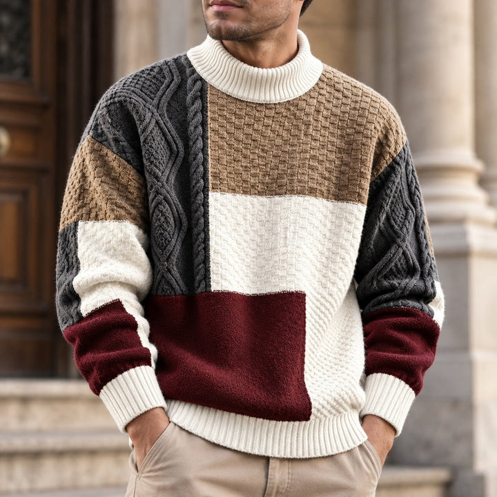 Trevon – Pullover Mit Patchwork-Zopfmuster