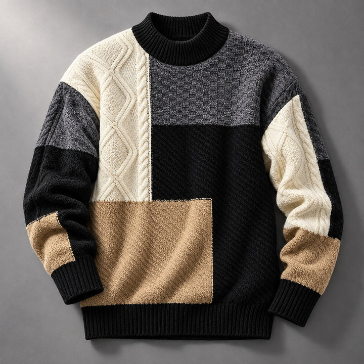 Trevon – Pullover Mit Patchwork-Zopfmuster