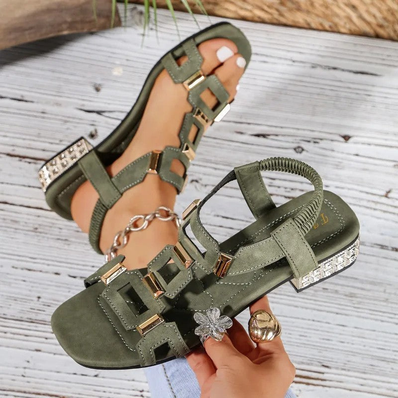 Tashaa - Slingback Ballerinas Mit Sandalenelement Und Schmucksteinen